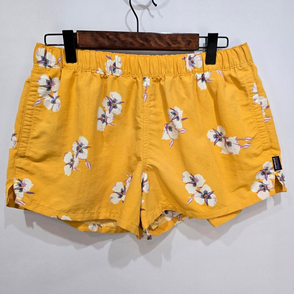 Patagonia Barely Baggies Shorts Womens Medium Yellow 2.5" Inseam Drawstring